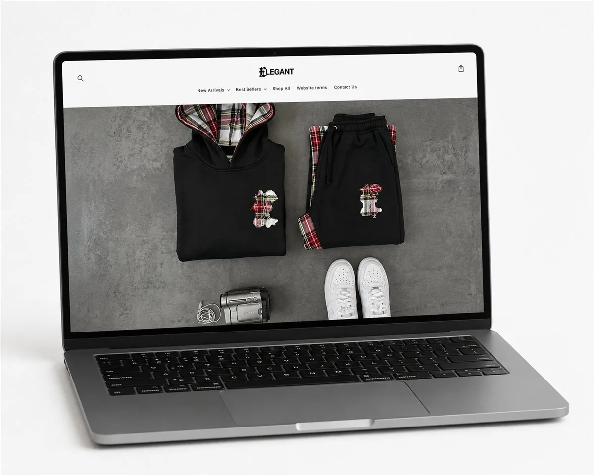 Whoselegant online store's new product photos on a MacBook screen